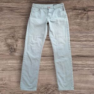 ASOS Mens Straight Leg Jeans 34x34 Light Sage Green Stretch Button Fly